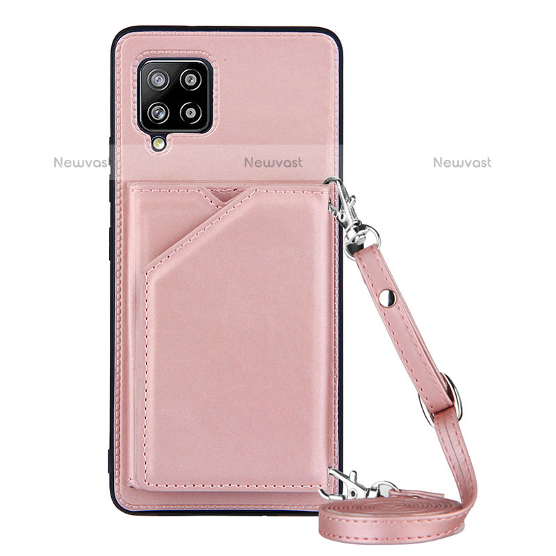 Soft Luxury Leather Snap On Case Cover Y02B for Samsung Galaxy A42 5G Rose Gold