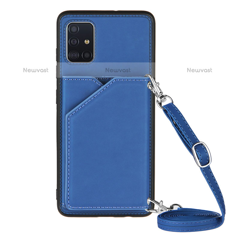 Soft Luxury Leather Snap On Case Cover Y02B for Samsung Galaxy A51 4G Blue