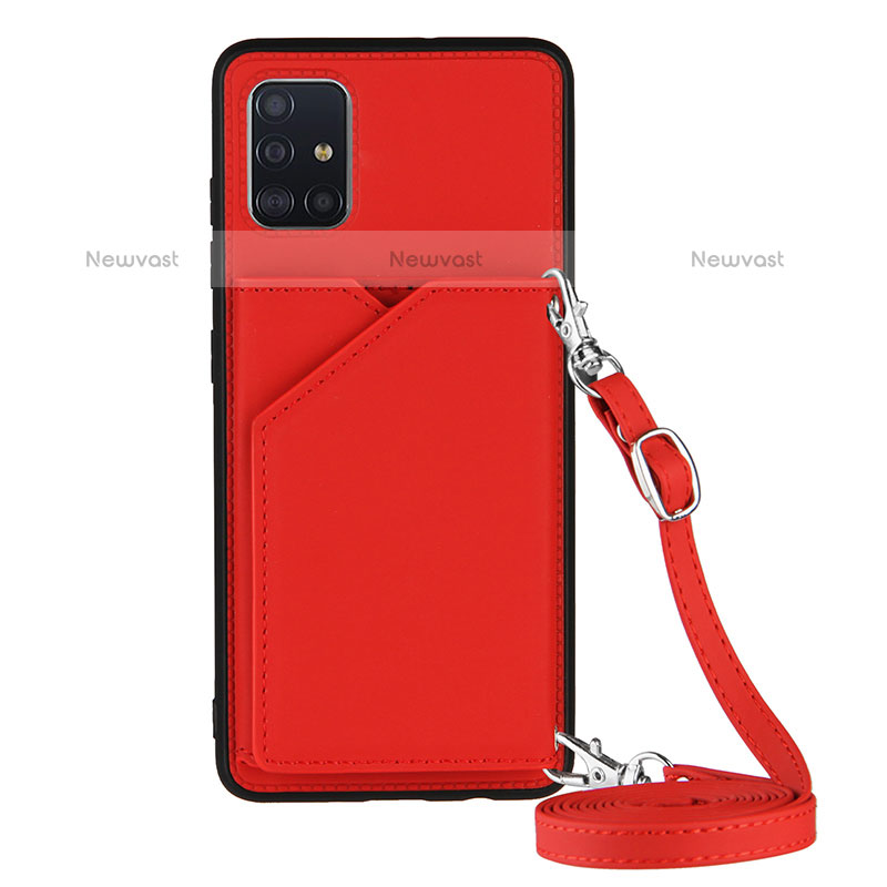 Soft Luxury Leather Snap On Case Cover Y02B for Samsung Galaxy A51 4G Red