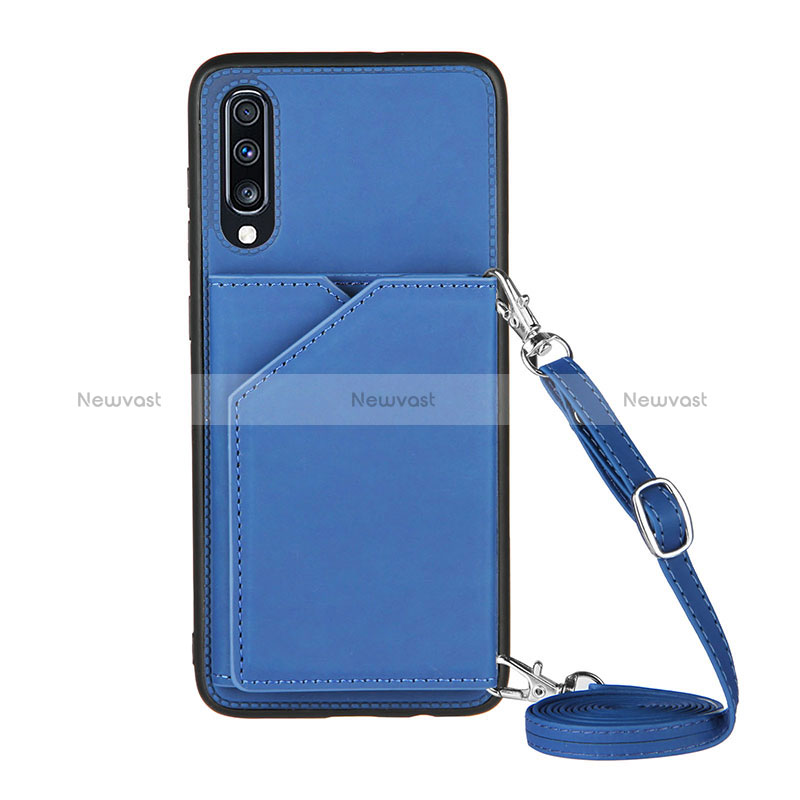 Soft Luxury Leather Snap On Case Cover Y02B for Samsung Galaxy A70 Blue