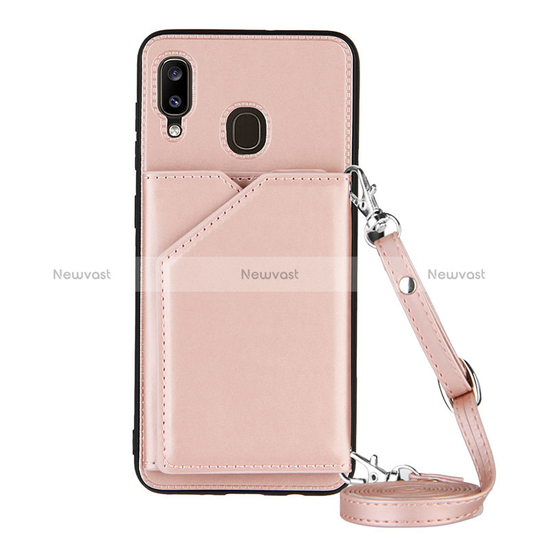 Soft Luxury Leather Snap On Case Cover Y02B for Samsung Galaxy M10S Rose Gold