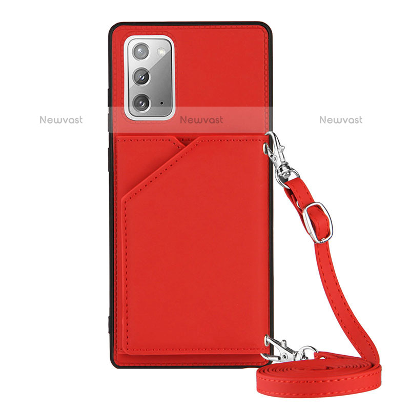 Soft Luxury Leather Snap On Case Cover Y02B for Samsung Galaxy Note 20 5G Red