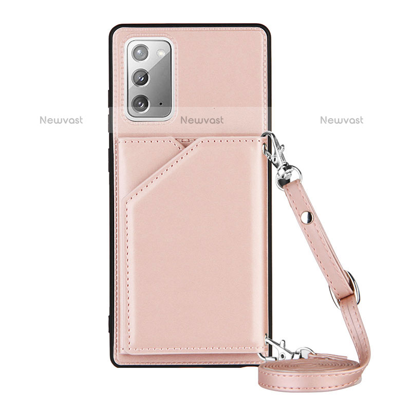 Soft Luxury Leather Snap On Case Cover Y02B for Samsung Galaxy Note 20 5G Rose Gold