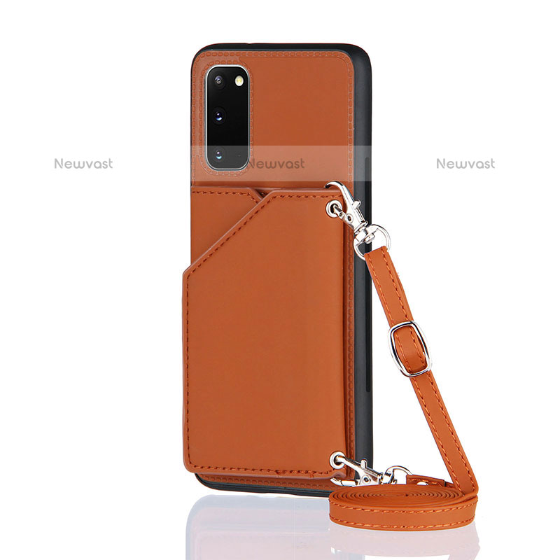 Soft Luxury Leather Snap On Case Cover Y02B for Samsung Galaxy S20 5G Brown