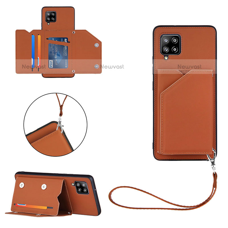 Soft Luxury Leather Snap On Case Cover Y03B for Samsung Galaxy A42 5G Brown