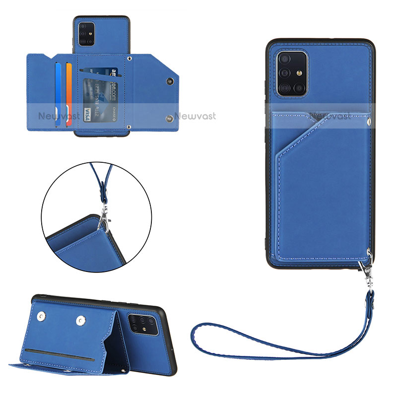 Soft Luxury Leather Snap On Case Cover Y03B for Samsung Galaxy A51 4G Blue