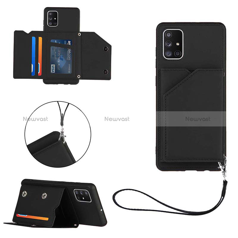 Soft Luxury Leather Snap On Case Cover Y03B for Samsung Galaxy A71 5G Black