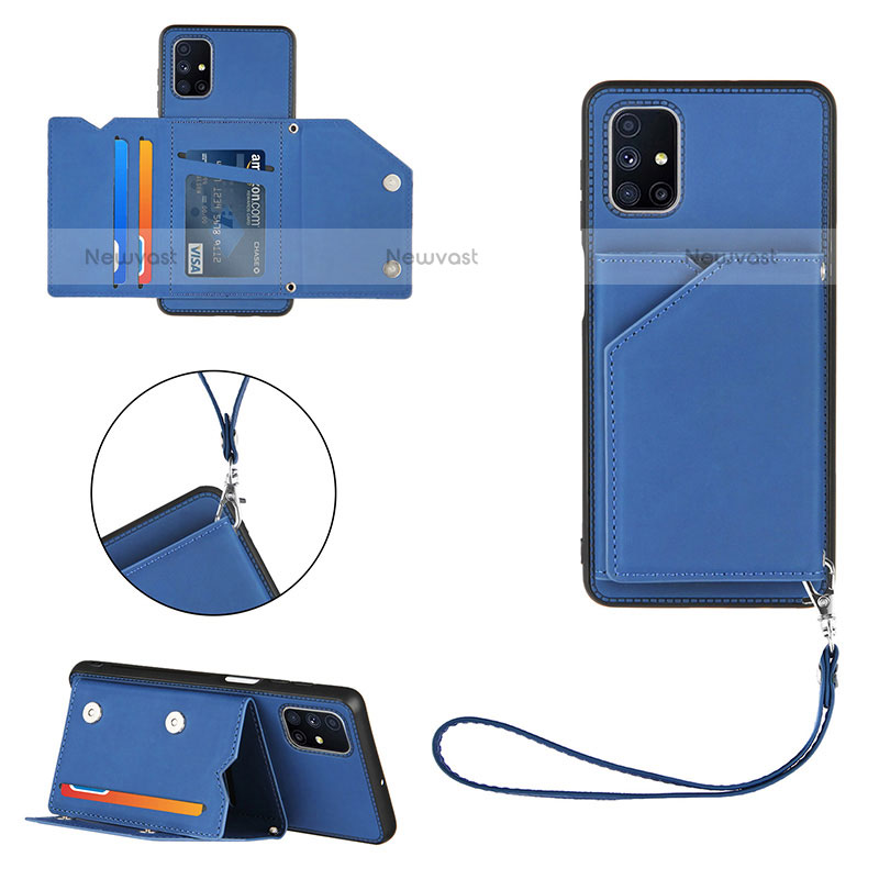 Soft Luxury Leather Snap On Case Cover Y03B for Samsung Galaxy M51 Blue