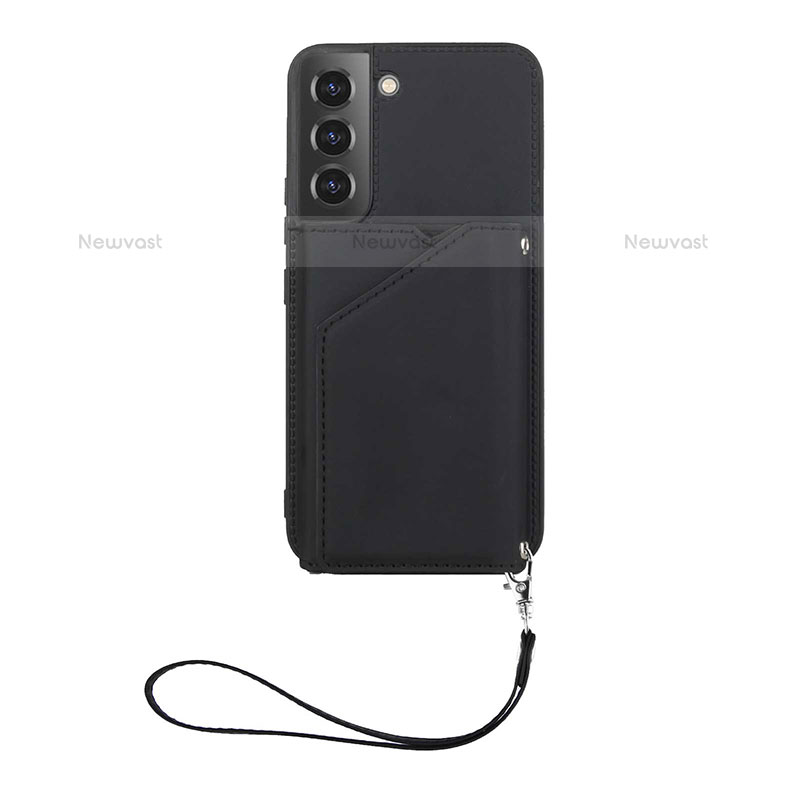 Soft Luxury Leather Snap On Case Cover Y03B for Samsung Galaxy S21 Plus 5G Black