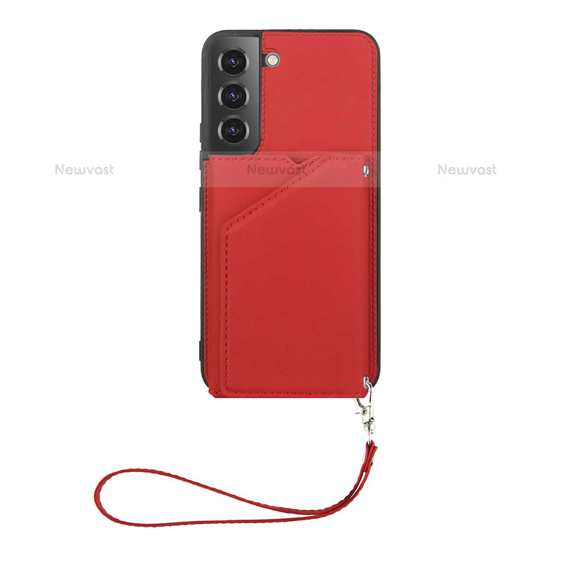 Soft Luxury Leather Snap On Case Cover Y03B for Samsung Galaxy S21 Plus 5G Red