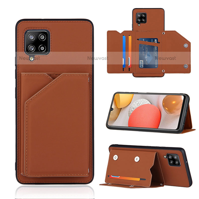 Soft Luxury Leather Snap On Case Cover Y04B for Samsung Galaxy A42 5G Brown