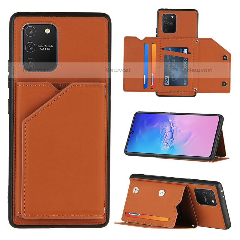 Soft Luxury Leather Snap On Case Cover Y04B for Samsung Galaxy A91 Brown