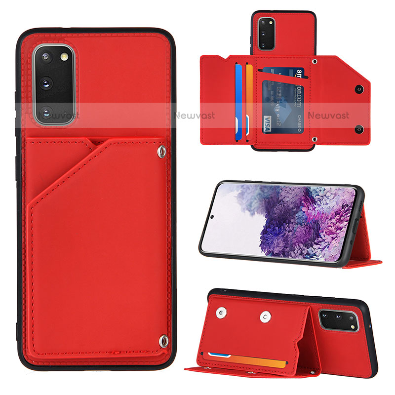 Soft Luxury Leather Snap On Case Cover Y04B for Samsung Galaxy S20 Red