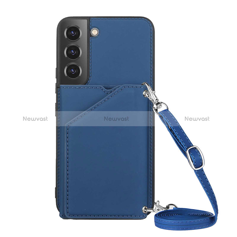Soft Luxury Leather Snap On Case Cover Y04B for Samsung Galaxy S25 Plus 5G Blue