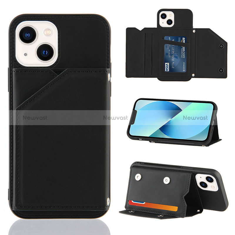 Soft Luxury Leather Snap On Case Cover Y05B for Apple iPhone 14 Plus Black