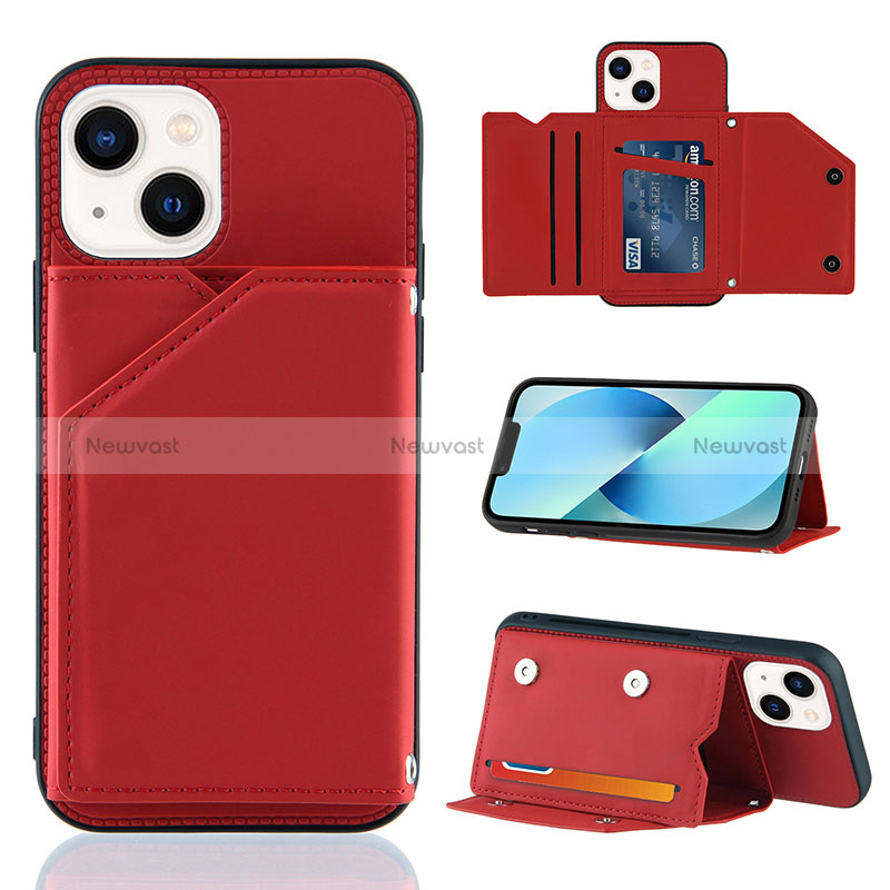 Soft Luxury Leather Snap On Case Cover Y05B for Apple iPhone 14 Plus Red