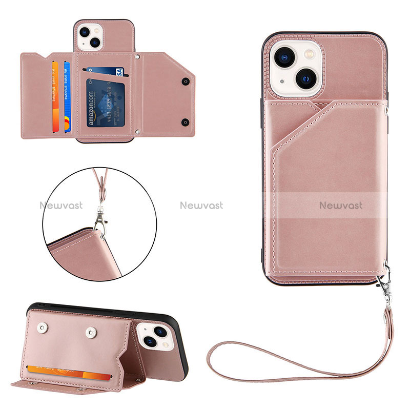 Soft Luxury Leather Snap On Case Cover Y06B for Apple iPhone 13