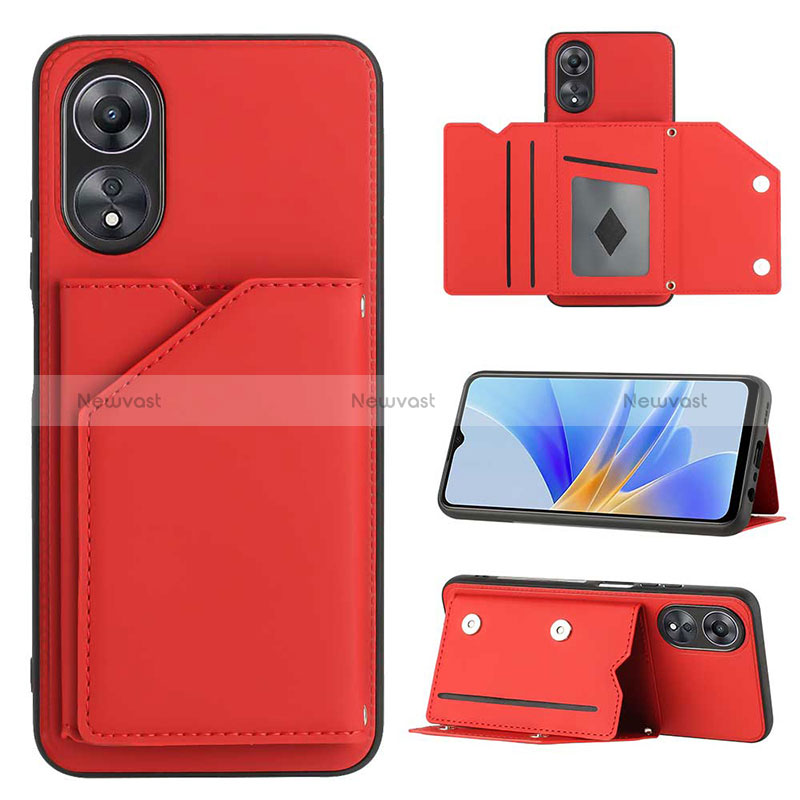 Soft Luxury Leather Snap On Case Cover YB1 for Oppo A78 5G Red