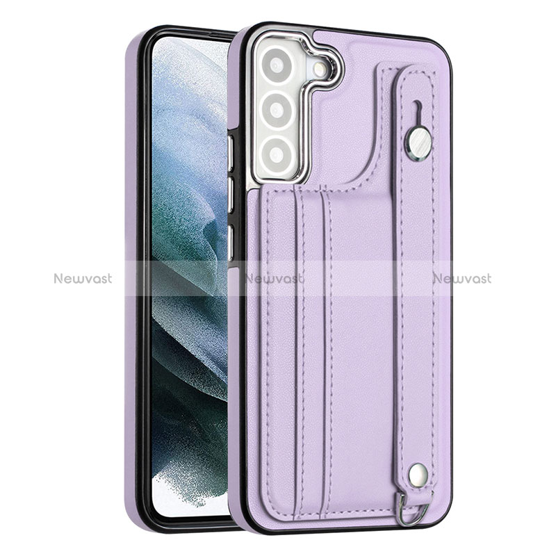 Soft Luxury Leather Snap On Case Cover YB1 for Samsung Galaxy S21 FE 5G Purple