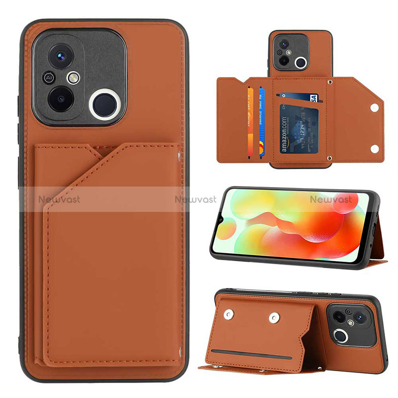 Soft Luxury Leather Snap On Case Cover YB1 for Xiaomi Poco C55 Brown