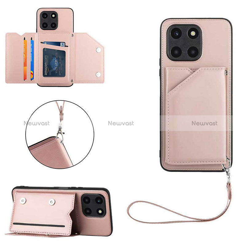 Soft Luxury Leather Snap On Case Cover YB2 for Huawei Honor X6a Rose Gold