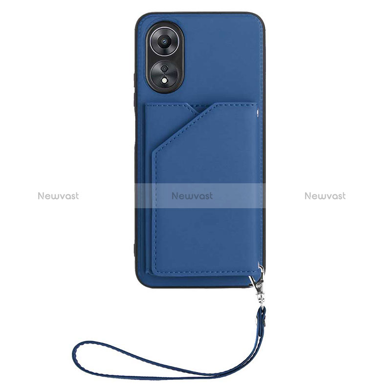 Soft Luxury Leather Snap On Case Cover YB2 for Oppo A17 Blue
