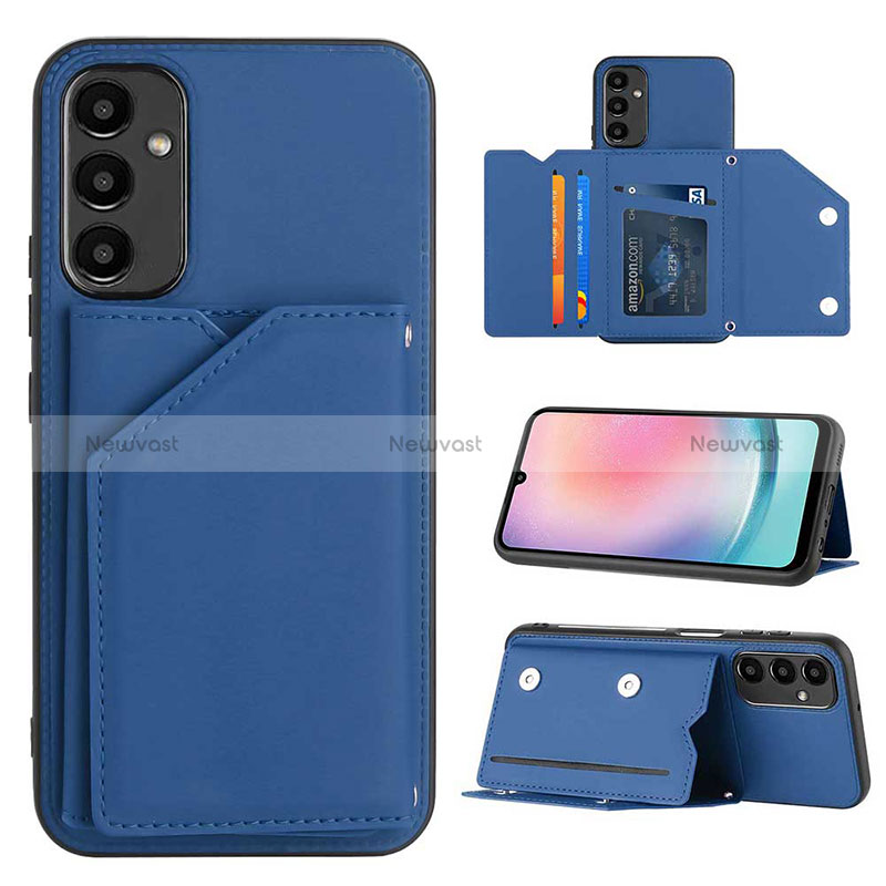 Soft Luxury Leather Snap On Case Cover YB2 for Samsung Galaxy A14 5G Blue