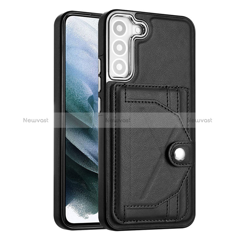 Soft Luxury Leather Snap On Case Cover YB2 for Samsung Galaxy S21 FE 5G Black
