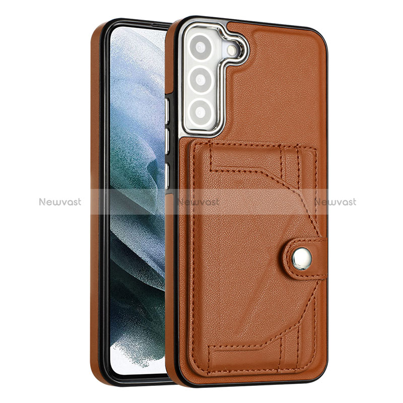 Soft Luxury Leather Snap On Case Cover YB2 for Samsung Galaxy S21 FE 5G Brown