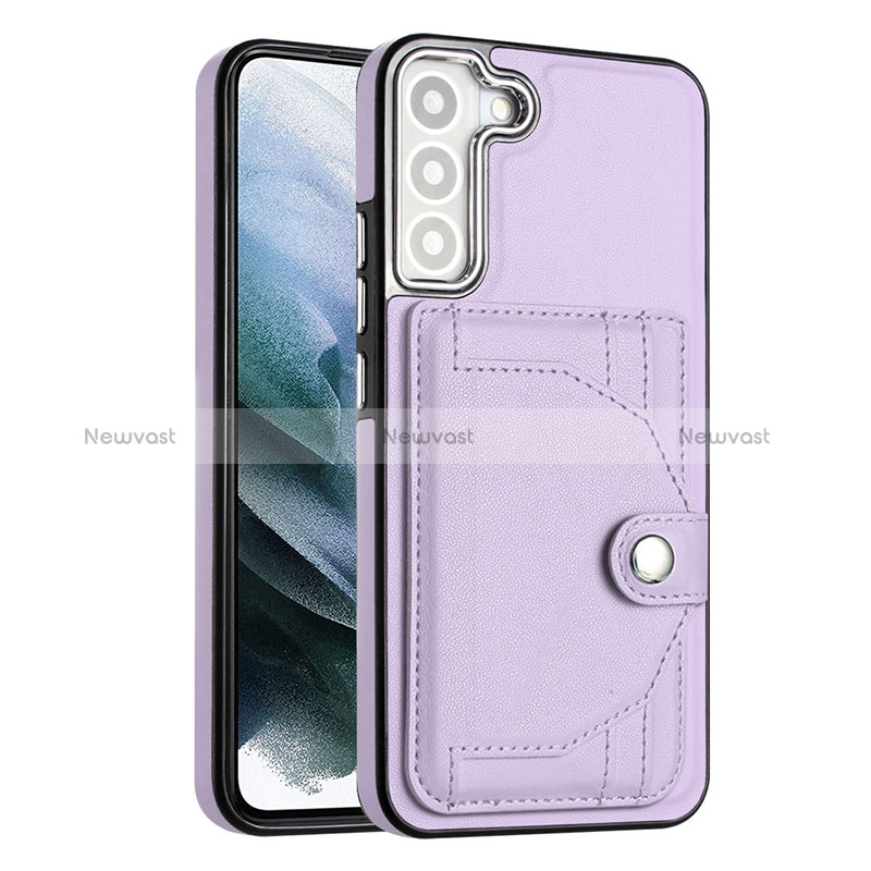 Soft Luxury Leather Snap On Case Cover YB2 for Samsung Galaxy S21 FE 5G Purple