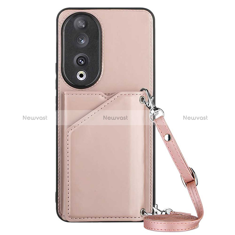 Soft Luxury Leather Snap On Case Cover YB3 for Huawei Honor 90 5G Rose Gold