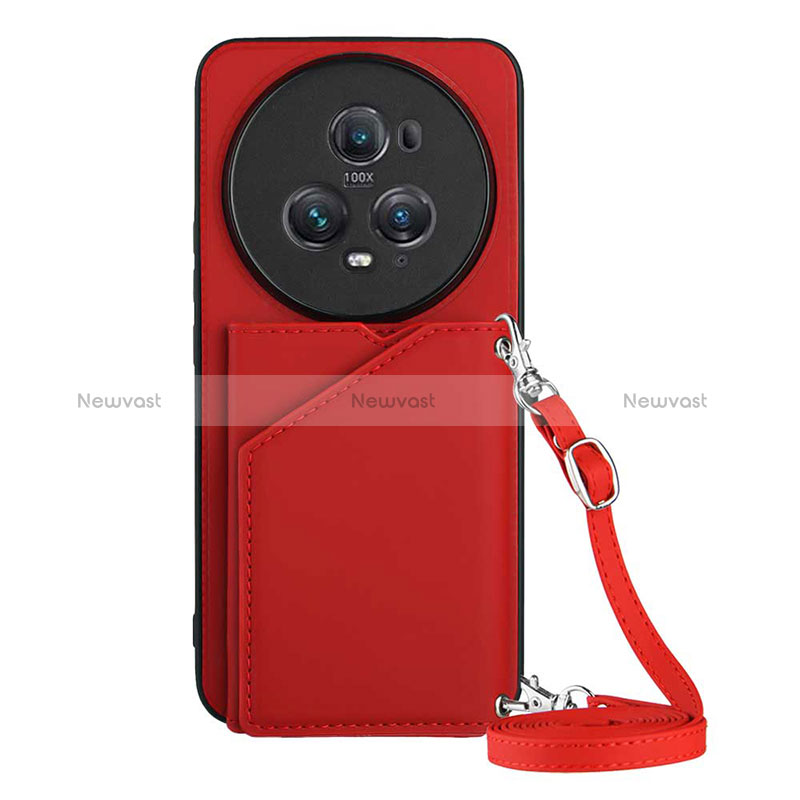 Soft Luxury Leather Snap On Case Cover YB3 for Huawei Honor Magic5 Pro 5G Red