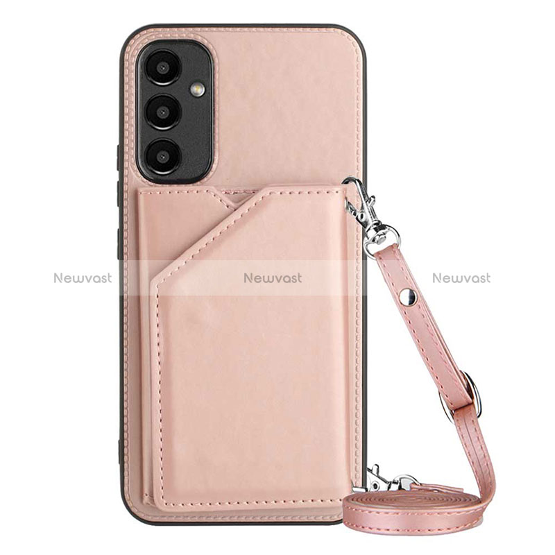 Soft Luxury Leather Snap On Case Cover YB3 for Samsung Galaxy A14 5G Rose Gold