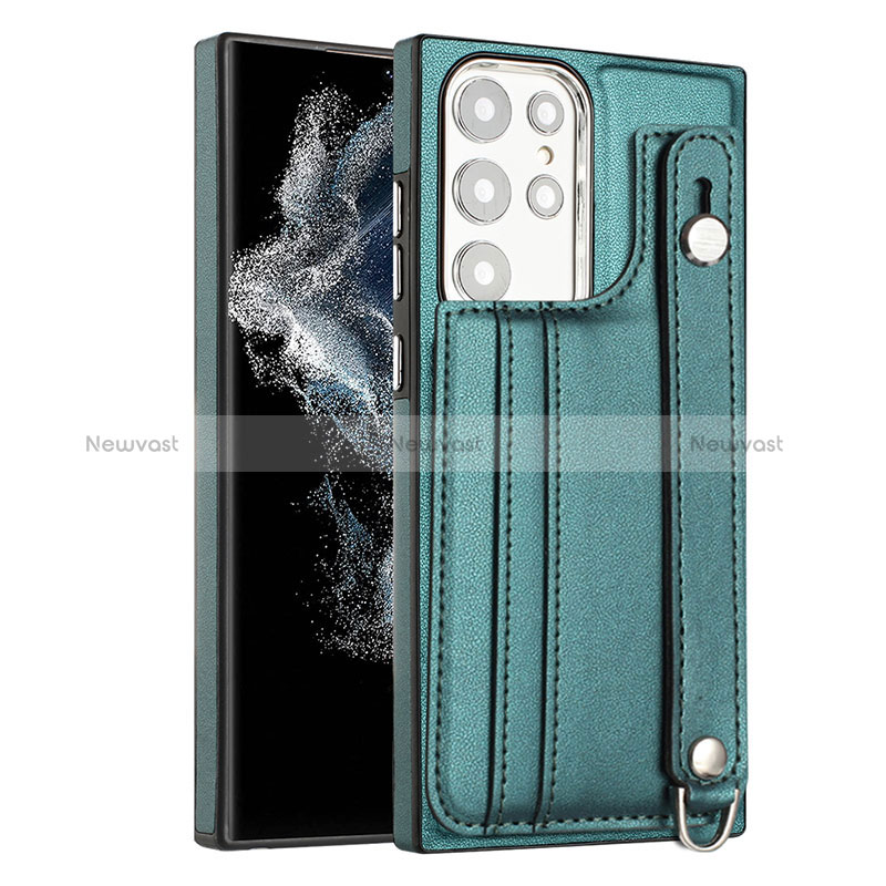 Soft Luxury Leather Snap On Case Cover YB4 for Samsung Galaxy S23 Ultra 5G Green