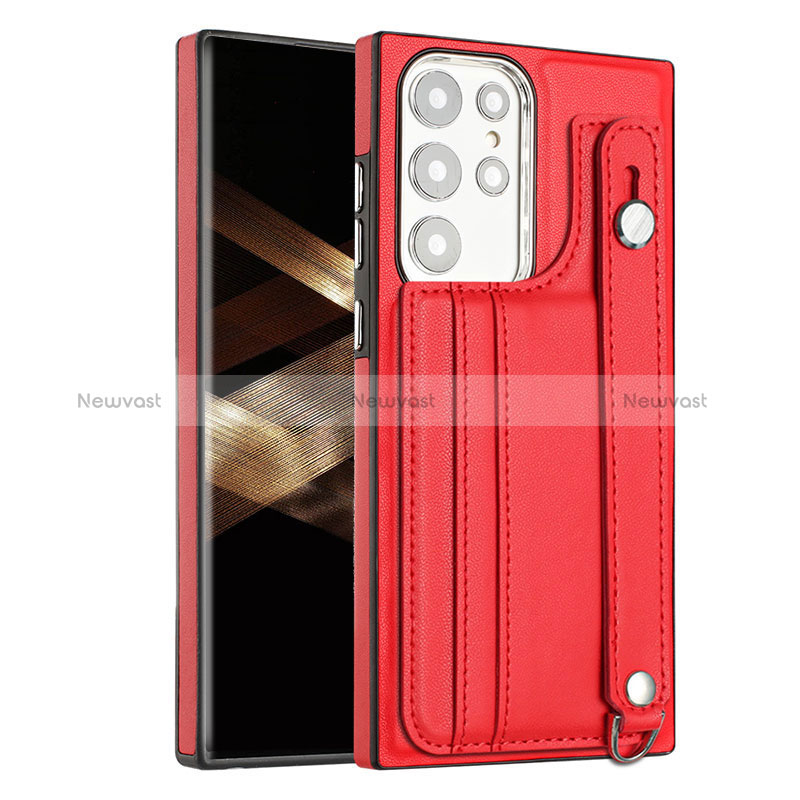 Soft Luxury Leather Snap On Case Cover YB4 for Samsung Galaxy S24 Ultra 5G Red