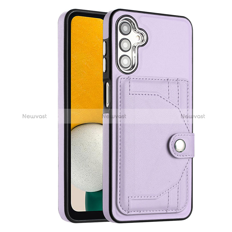 Soft Luxury Leather Snap On Case Cover YB5 for Samsung Galaxy A14 5G Purple