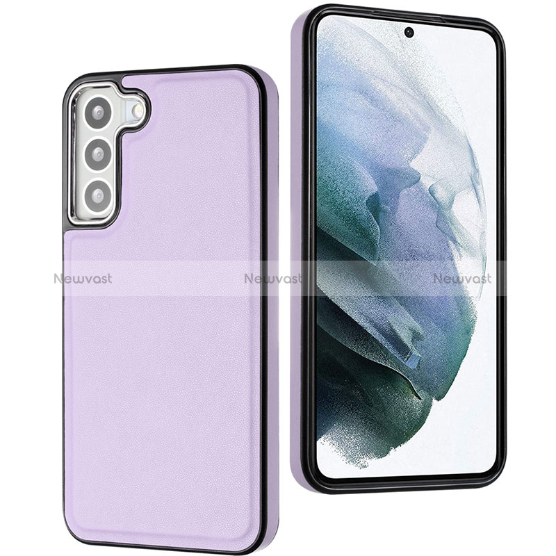 Soft Luxury Leather Snap On Case Cover YB6 for Samsung Galaxy S22 Plus 5G Purple