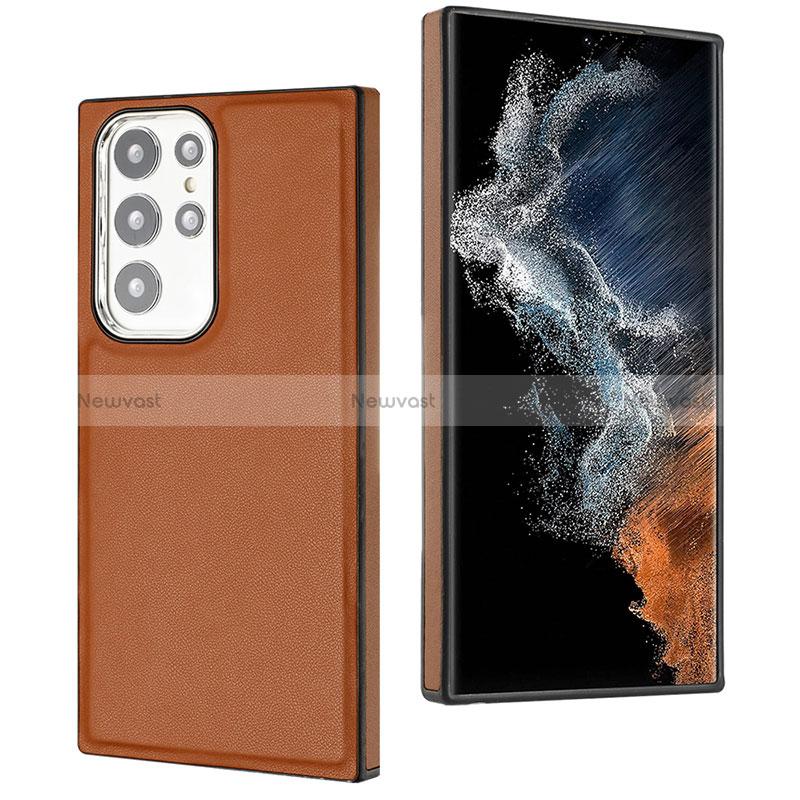 Soft Luxury Leather Snap On Case Cover YB6 for Samsung Galaxy S22 Ultra 5G