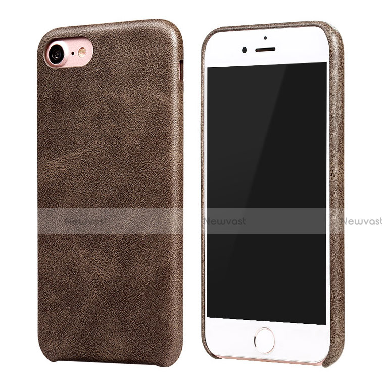 Soft Luxury Leather Snap On Case for Apple iPhone 7 Brown