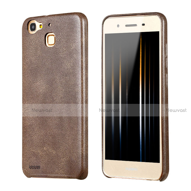 Soft Luxury Leather Snap On Case for Huawei Enjoy 5S Brown