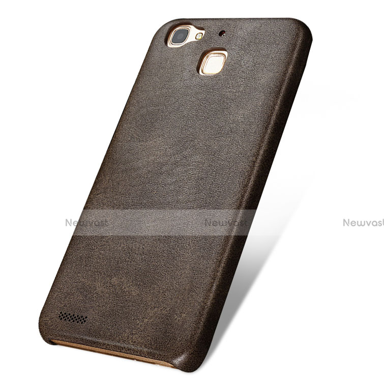 Soft Luxury Leather Snap On Case for Huawei Enjoy 5S Brown