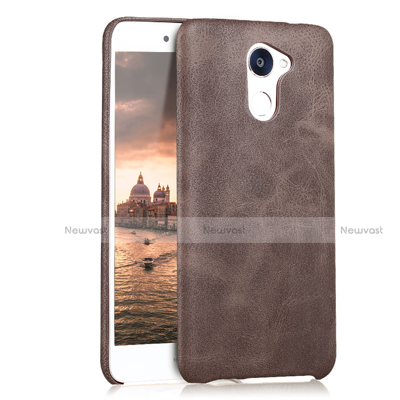 Soft Luxury Leather Snap On Case for Huawei Enjoy 7 Plus Brown