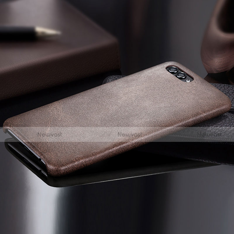 Soft Luxury Leather Snap On Case for Huawei Honor 10 Brown
