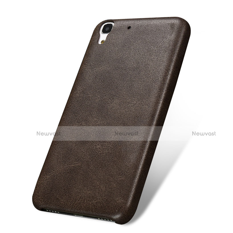 Soft Luxury Leather Snap On Case for Huawei Honor 4A Brown