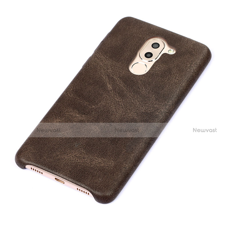 Soft Luxury Leather Snap On Case for Huawei Honor 6X Pro Brown