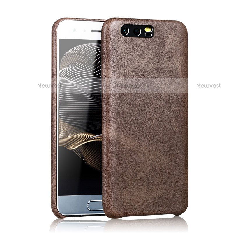 Soft Luxury Leather Snap On Case for Huawei Honor 9 Brown