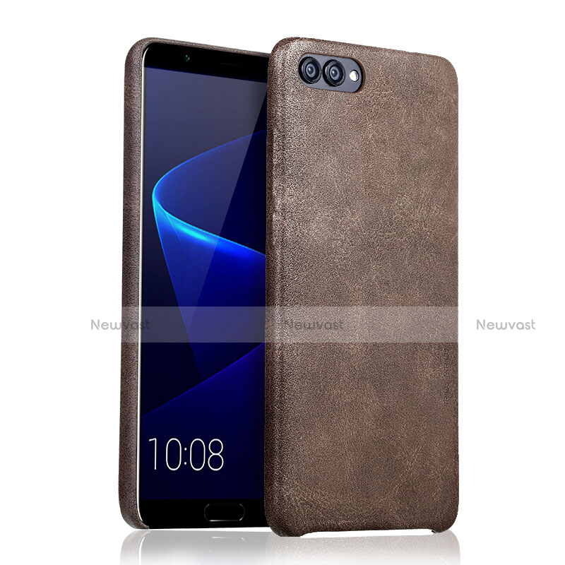 Soft Luxury Leather Snap On Case for Huawei Honor V10 Brown