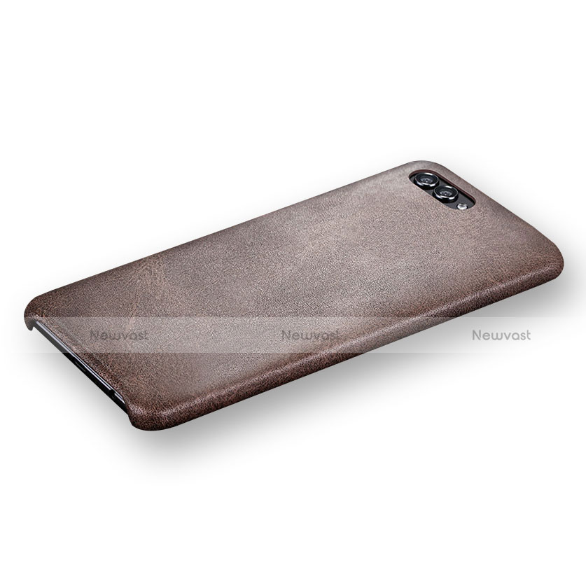 Soft Luxury Leather Snap On Case for Huawei Honor View 10 Brown
