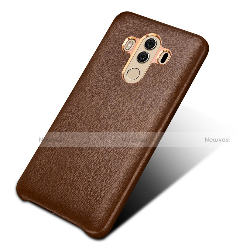 Soft Luxury Leather Snap On Case for Huawei Mate 10 Pro Brown