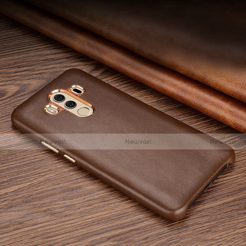 Soft Luxury Leather Snap On Case for Huawei Mate 10 Pro Brown